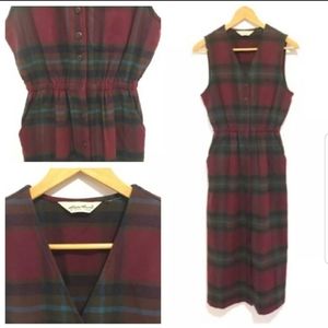Eddie Bauer Grunge Flannel Dress Plaid Size Small Red EUC 90’s Dress